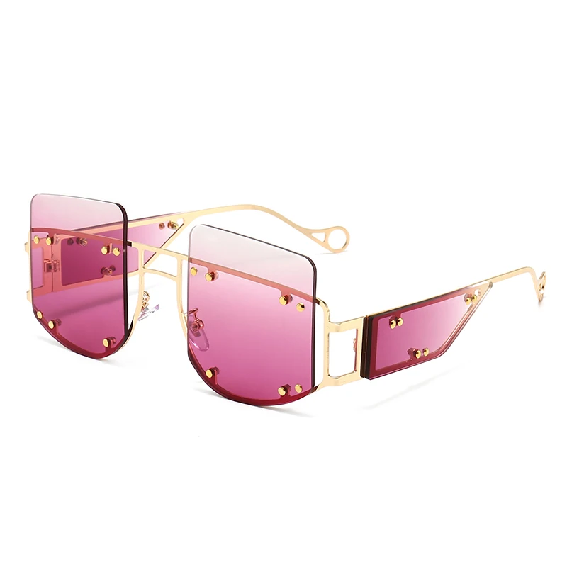 

New Arrival Metal Rivet Frame Female Personality Luxury Sun Glasses Shades 2021, 6 colors