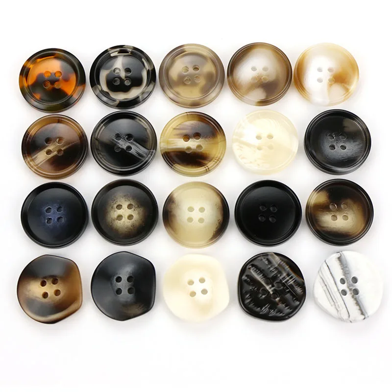 

Hotsale fashion designer coat 4 holes natural resin horn button for shirt garment, Multicolor