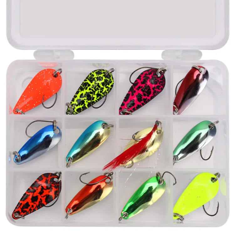 

WEIHE Trout Spoon Set B 12pcs metal casting colorful fishing bait lure set cuchara de pesca