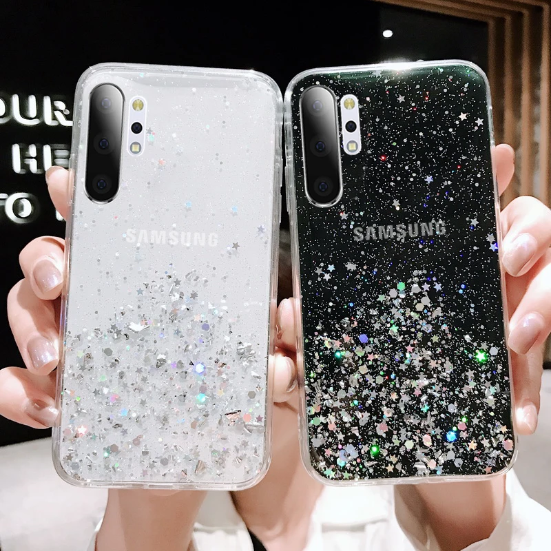 

Luxury Anti-shock TPU Wholesale Clear Bling Glitter Case For Samsung A20 for Samsung S20 S20 Plus S20 Ultra back cover