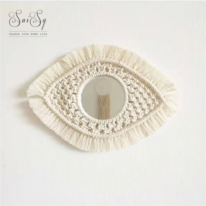 

Nordic Room Decoration Bohemian Woven Evil Eye Wall Hanging Mirror