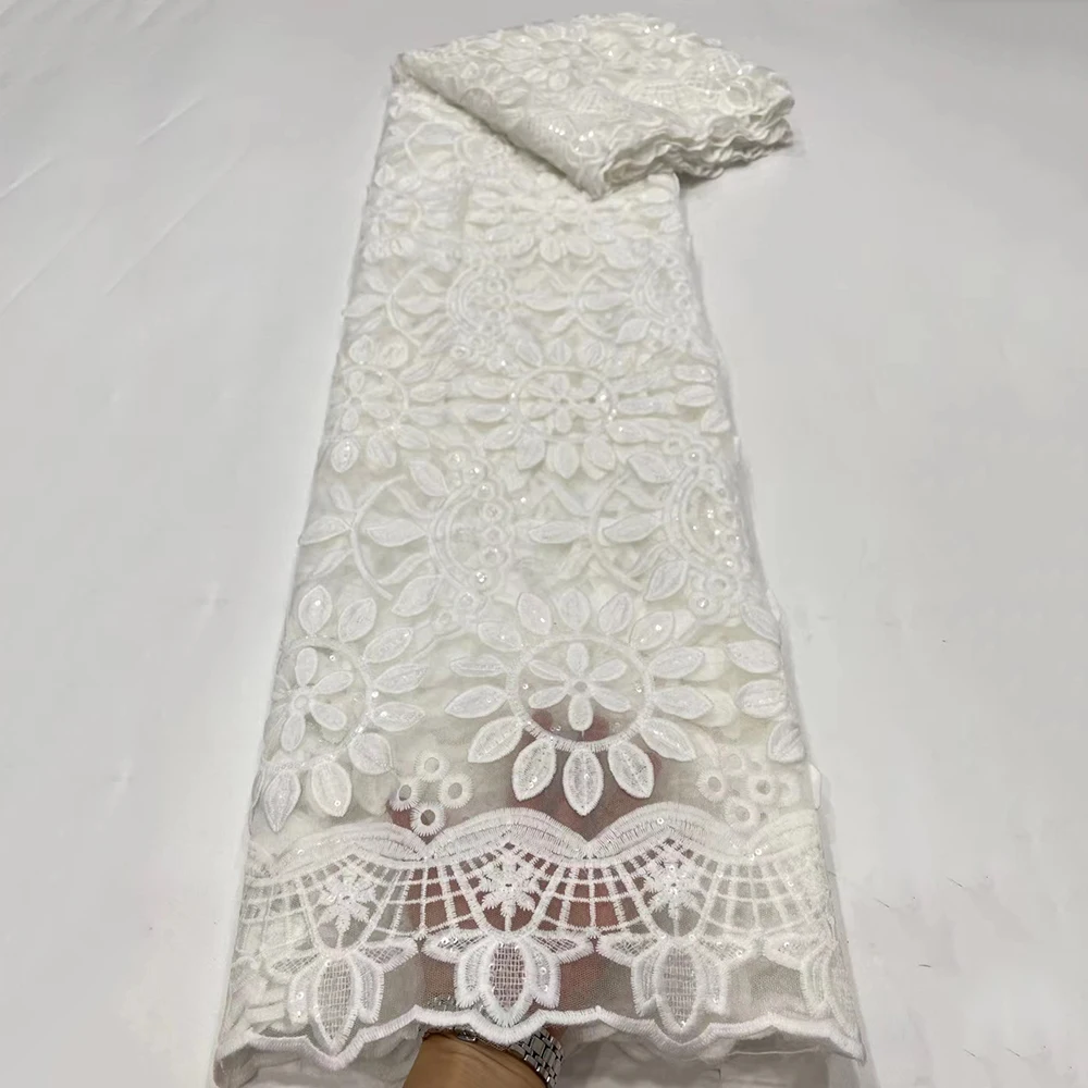 

Sinya Beautiful Embroidery High Quality Embroidered French Sequins Lace Fabrics Women Wedding Party Dress