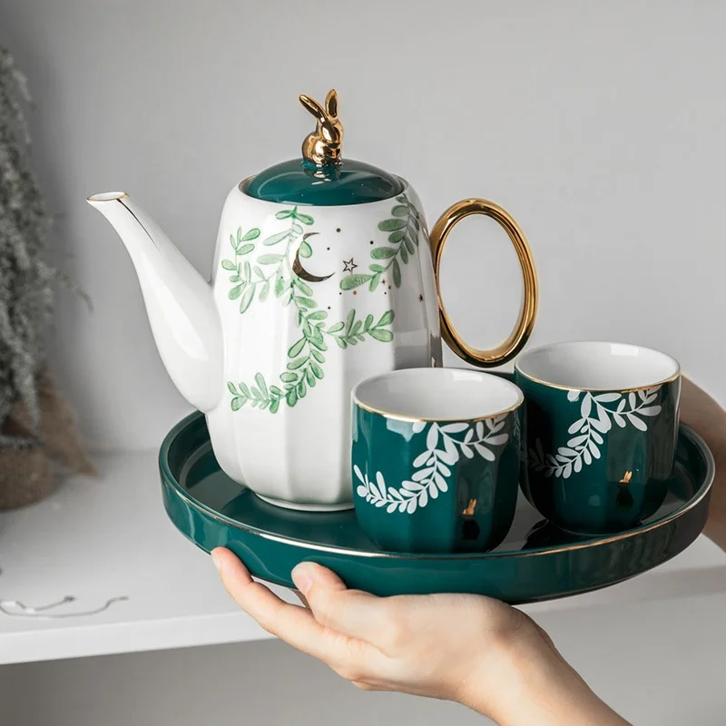 

Norse ceramic water set cool kettle afternoon tea set teapot teacup household living room with tray