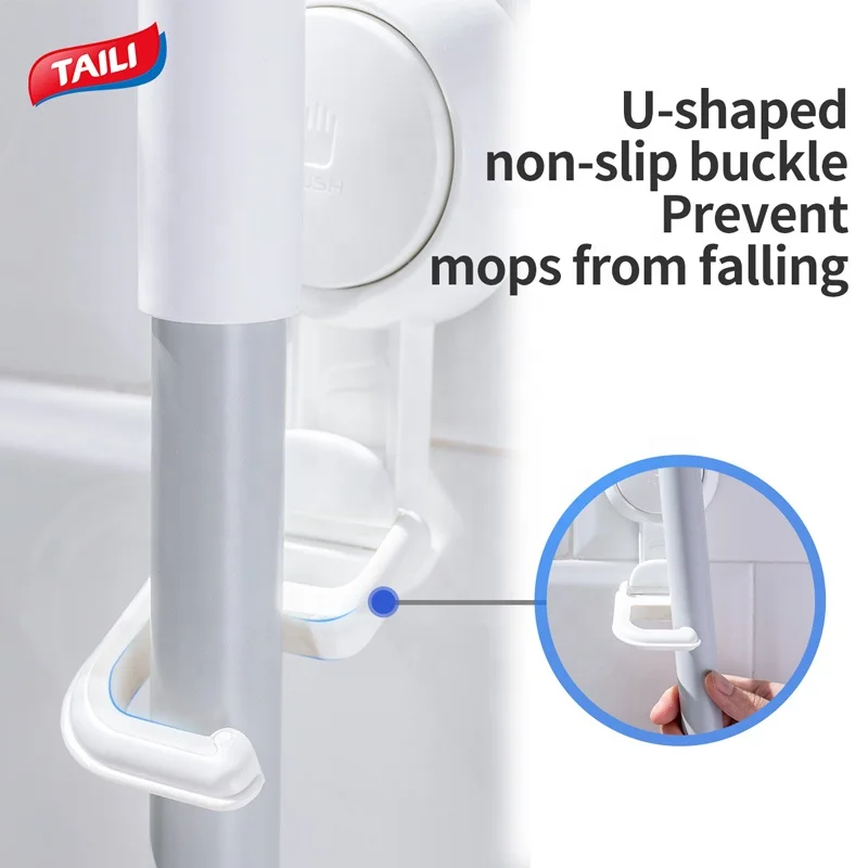 Powerful Locking Abs Vacuum Suction Cup Wall Mop Hook Power Bathroom