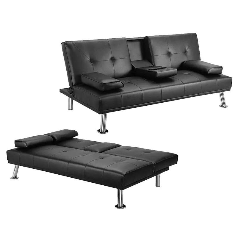 

High Quality Hot Sale Sofa Cum Bed Folding Sofa Bed Leather Sofa Bed, Black