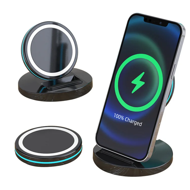 

Wireless fast charging stand detachable 2 in 1 wireless charger magnetic stand Qi-certified pad for iphone 12, Black