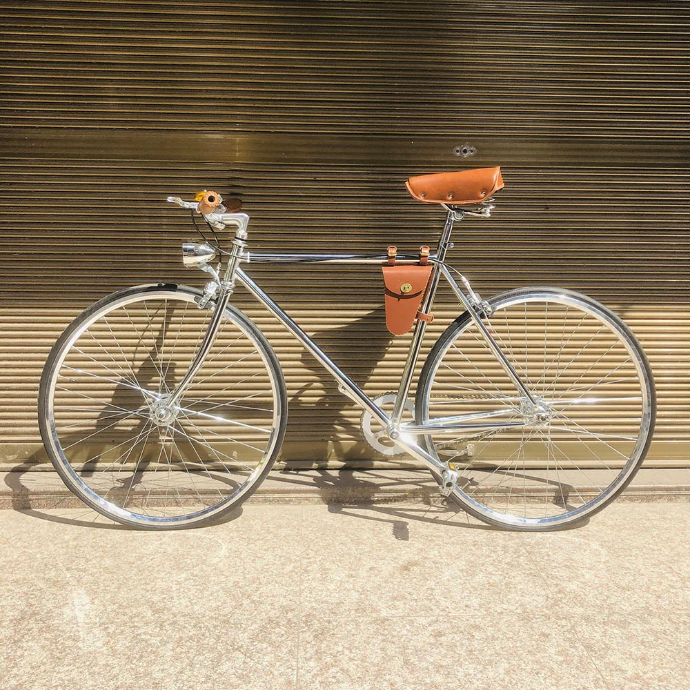 

Retro Steel Frame Silver 700C Fixie Gear Bike Track Single Speed Bicycle 52cm Vintage bicycle include light