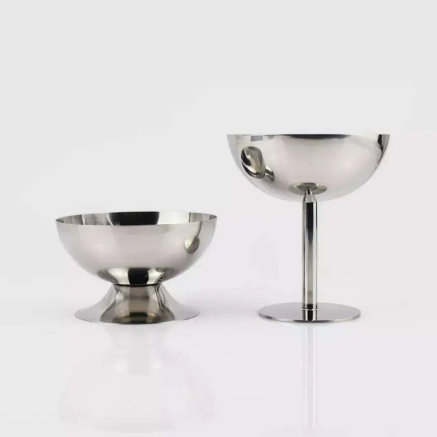 

Hot Spoon Sale Stainless Steel Ice Cream Cup Goblet Short Feet Luxury Ice Cream Cup Bar KTV Goblet Snack Cup