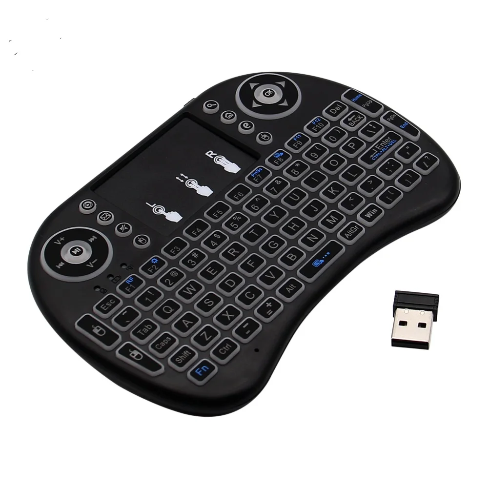 

3 color Backlit i8 Mini Wireless Keyboard 2.4ghz English Air Mouse with Touchpad for Laptop TV Android TV Box