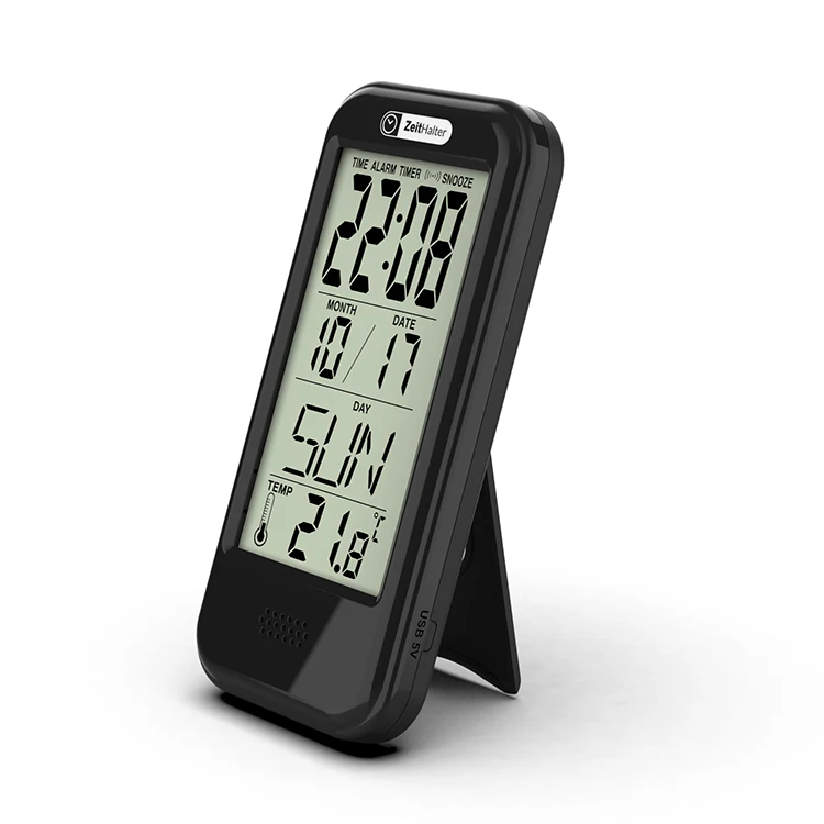 

Large Screen Lcd Display Clock Temperature Sensor Snooze Display Digital Clock Temperature Display, White + black