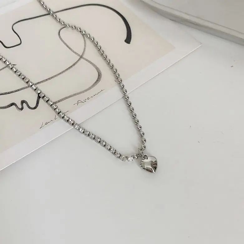 

Heart Necklace ins Trend Simple Diamond Clavicle Chain Korean Love Pendant Accessories