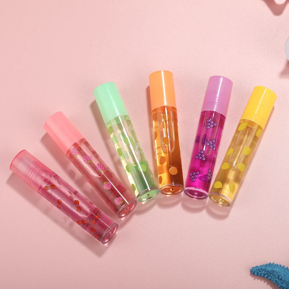 

Roll-on Fruit Water Toot Lip Oil Glass Lip Gloss Transparent Lip Glaze Colorless Moisturizing, 6 colors