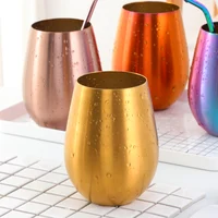 

Golden Stainless Steel Mug Coffee Tea Juice Cream Beer Cup with Straw