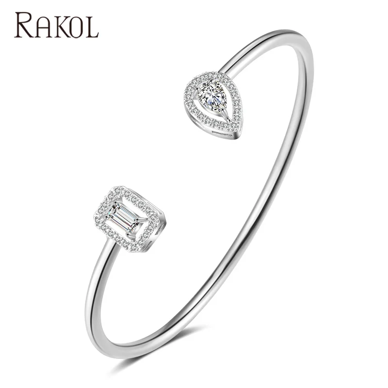 

RAKOL BP2154 Women Luxury Cubic Zirconia  bracelet Bridal Jewelry valentine's gift bracelet, As picture