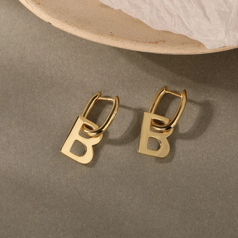 

VIANRLA Letter B earrings 925 sterling silver initial hoop earrings for women