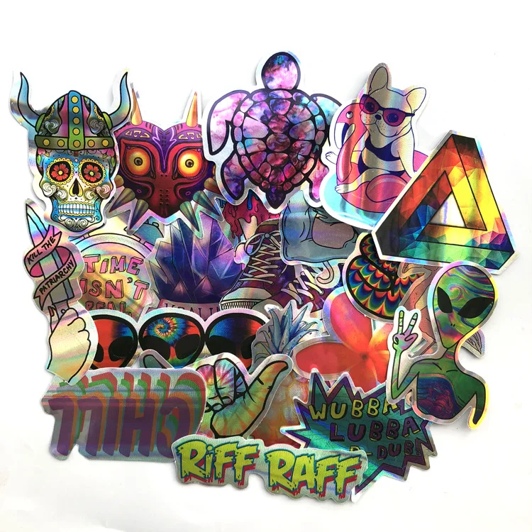 

waterproof PVC laser shining table car cup skateboard notebook cartoon sticker, Cmyk