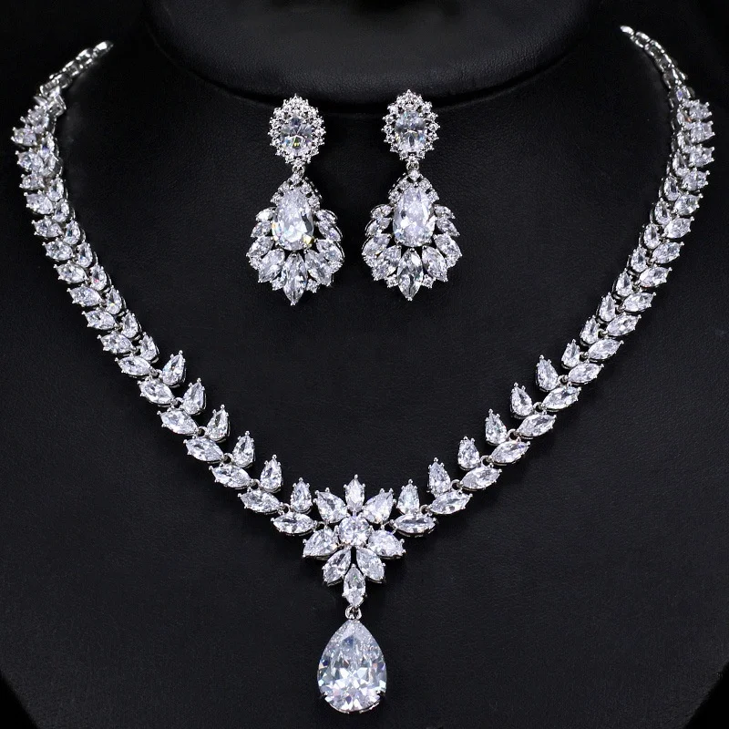

zircon jewelry clover wholesale fashion artificial bridal jewellery sets for ladies