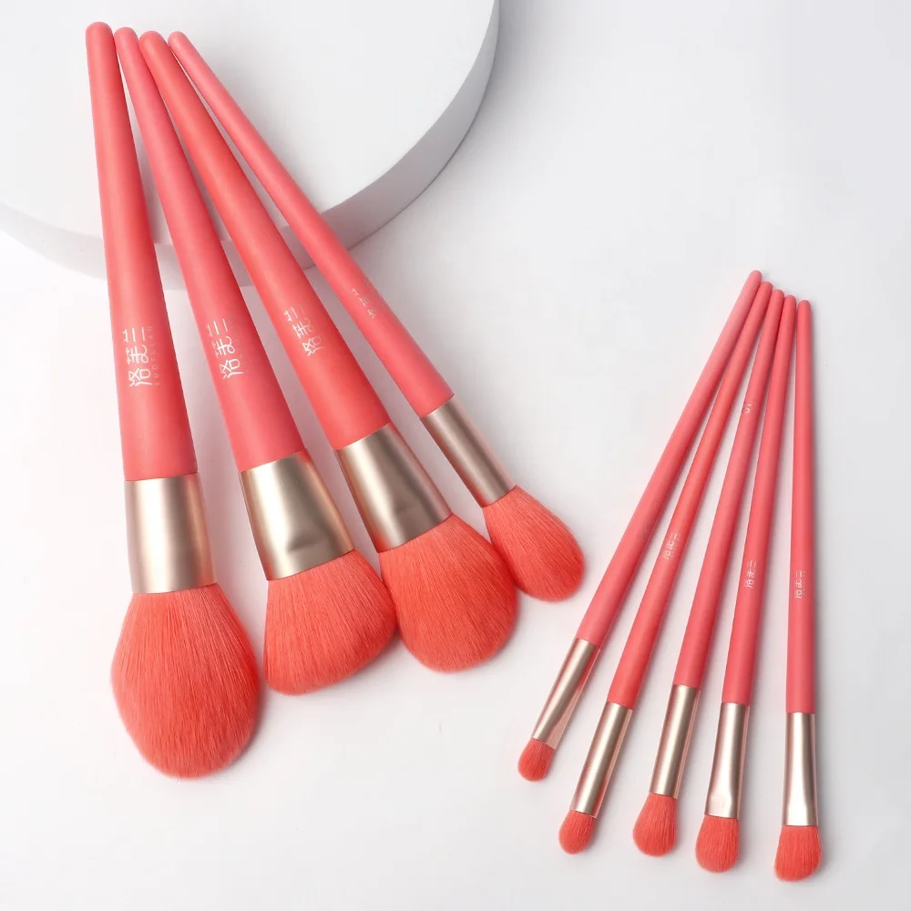 

2022 Free Samples Powder Face Foundation Make Up Brush Cruelty Free 9pcs Custom Logo Vegan Pink Makeup Brushes For Makeup