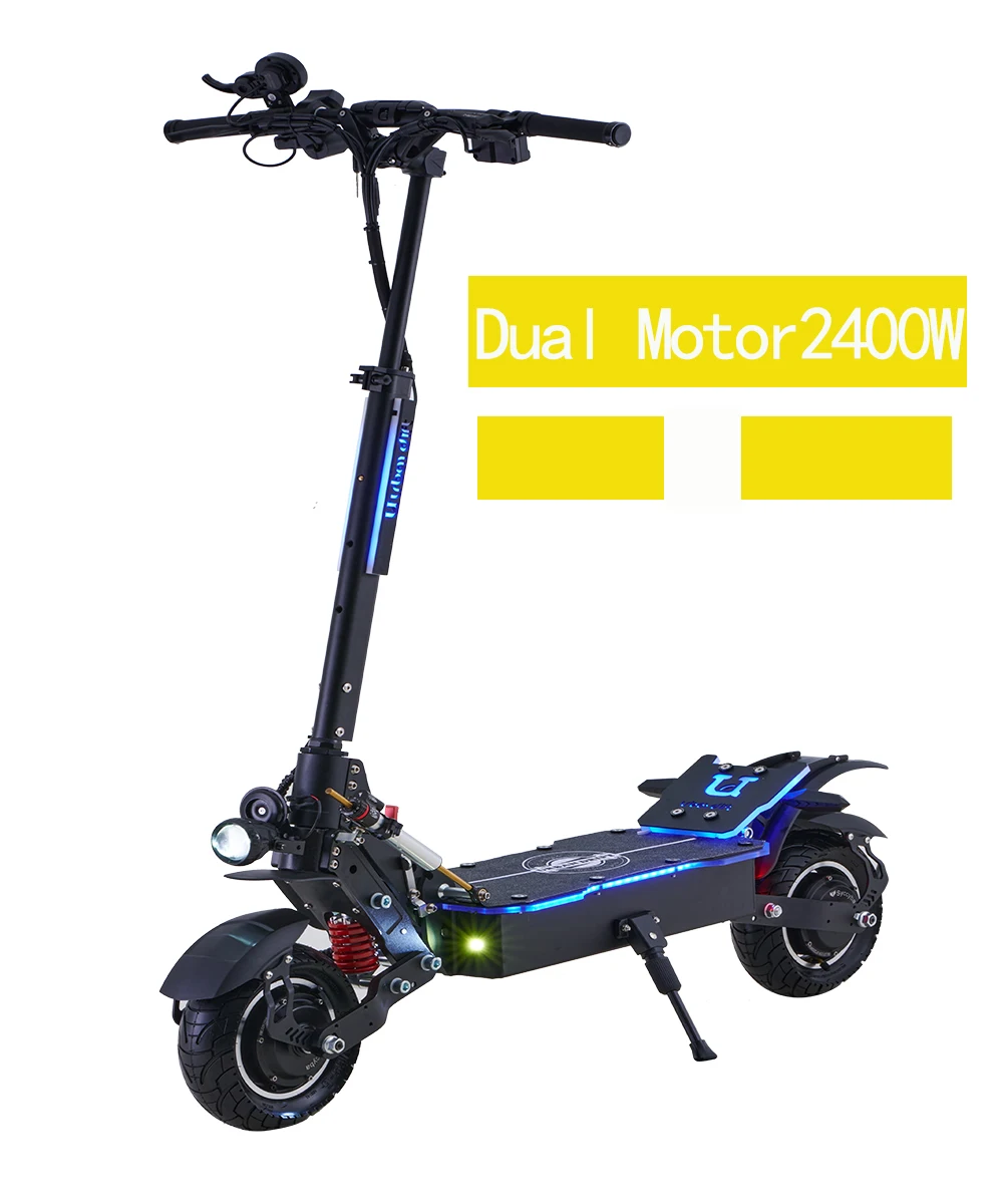 

RTS 10Inch 1200W*2 Motor 52v 100km Range 65km/h 38.4AH-24AH Off road Dual Motor wholesale fold e-scooter weped electric scooter