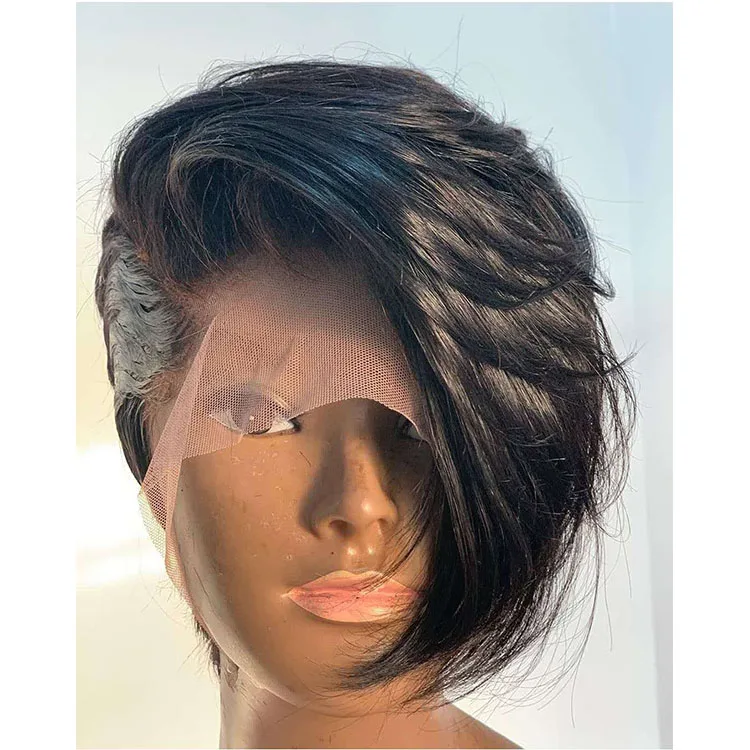 

Pixie cut human hair wigs for black women deep parting short lace wig pixie cut short hair wig