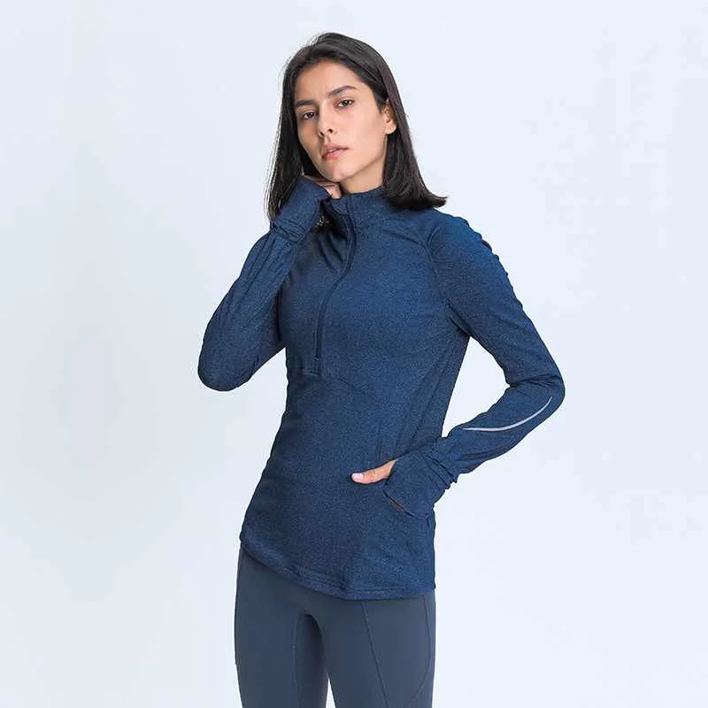 

Yoga Sweatshirts Women Zipper Sports T-shirts Customized Ladies Gym Long Sleeves Top