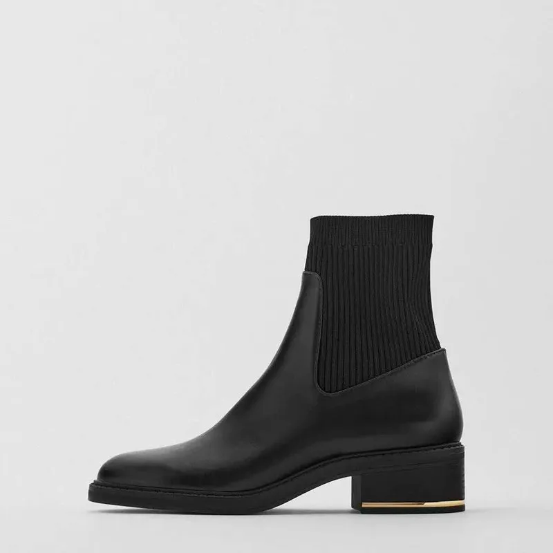 

High Quality Designer Comfortable Shoes Round Toe Botas Women Ankle Chelsea Boots