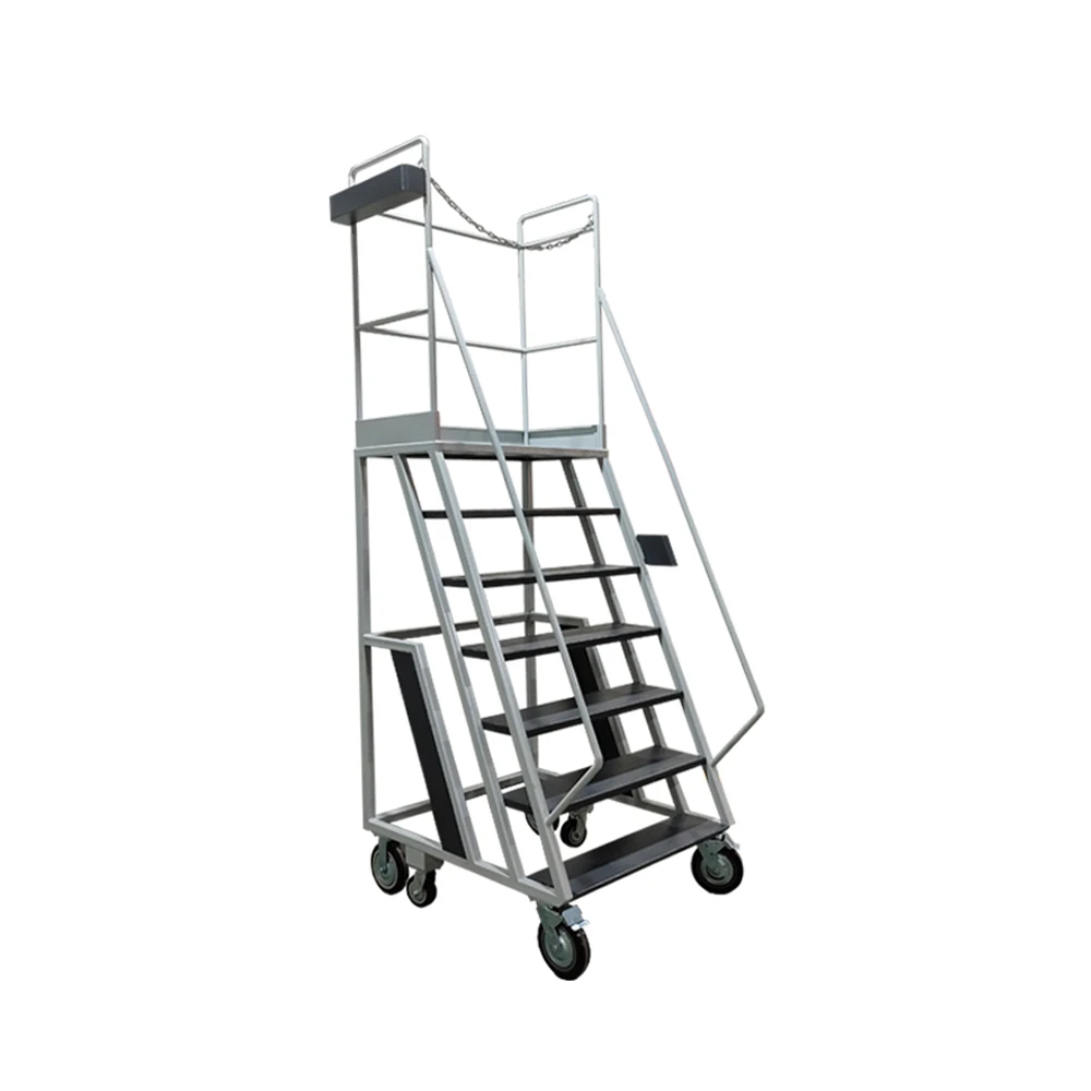 
Warehouse Supermarket Step Moveable Stairs Rolling Ladders  (1600068642386)