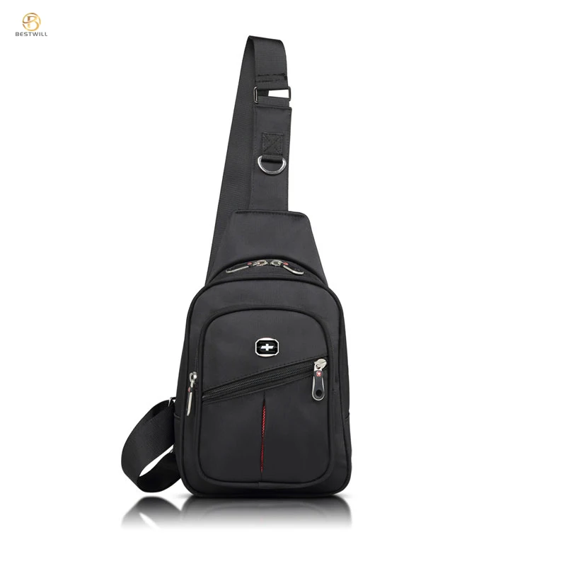 

BESTWILL Custom Logo single Shoulder bag pack waterproof cross body Small Sling Bag Travel backpack Nylon sports chest bag men, Sapphire blue,rose red, blue, dark,or customized