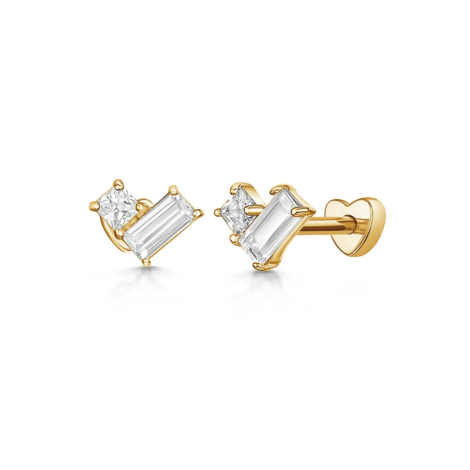

925 sterling silver jewelry high quality 18k gold plated studs huggie white cubic zircon earrings for women