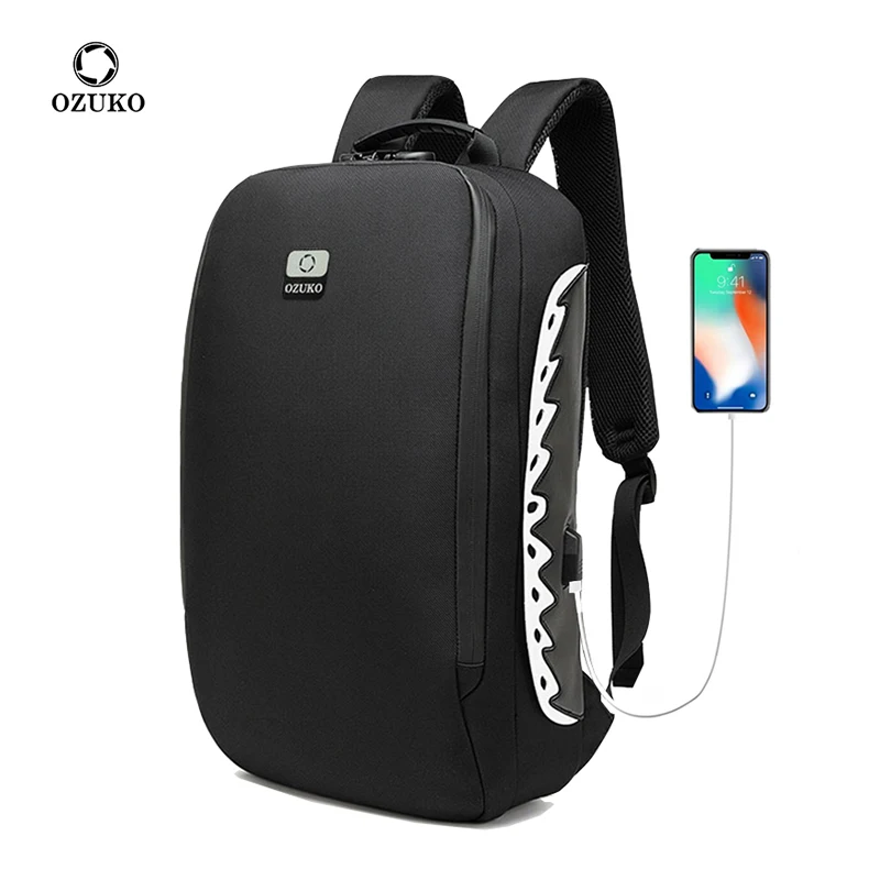 

Ozuko 2020 New Anti-Theft Zipper Business Laptop Bag Usb Charger Anti Theft Waterproof Backpack, Black/grey/blue tactical backpack