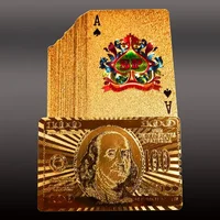 

24K Carat 100 Dollars Golden cards Gold Foil Plated Poker Game Playing Cards