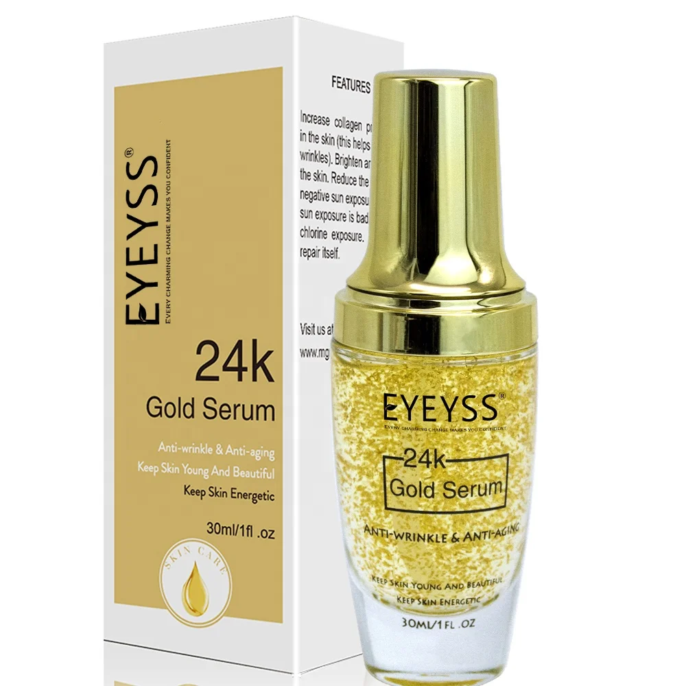 

Wholesale Private Label Vitamin C Serum for Face with Hyaluronic Acid Moisturizing Repairing 24k Gold Serum Liquid Female 2 Pcs