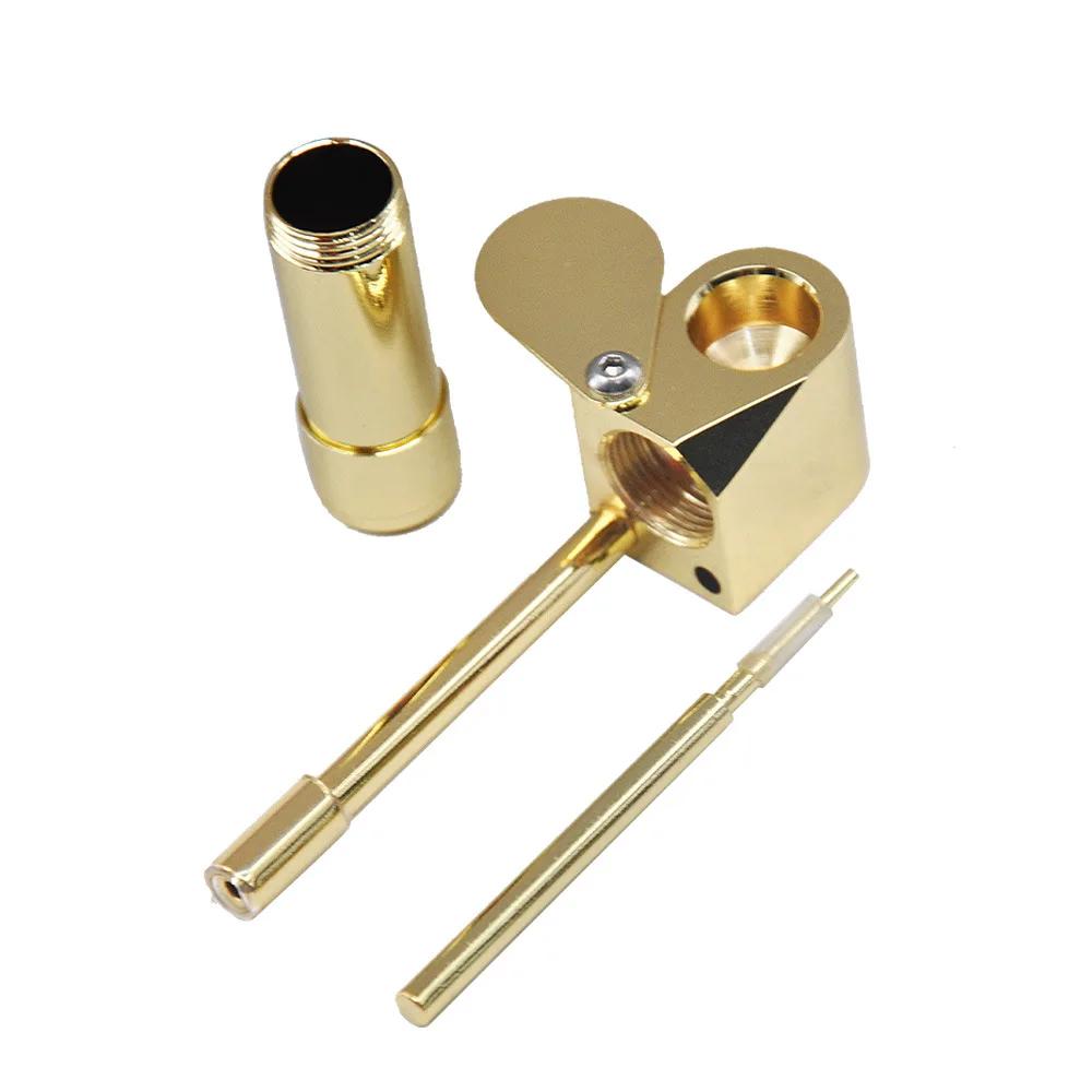 

new style golden brass metal tobacco pipe for smoke