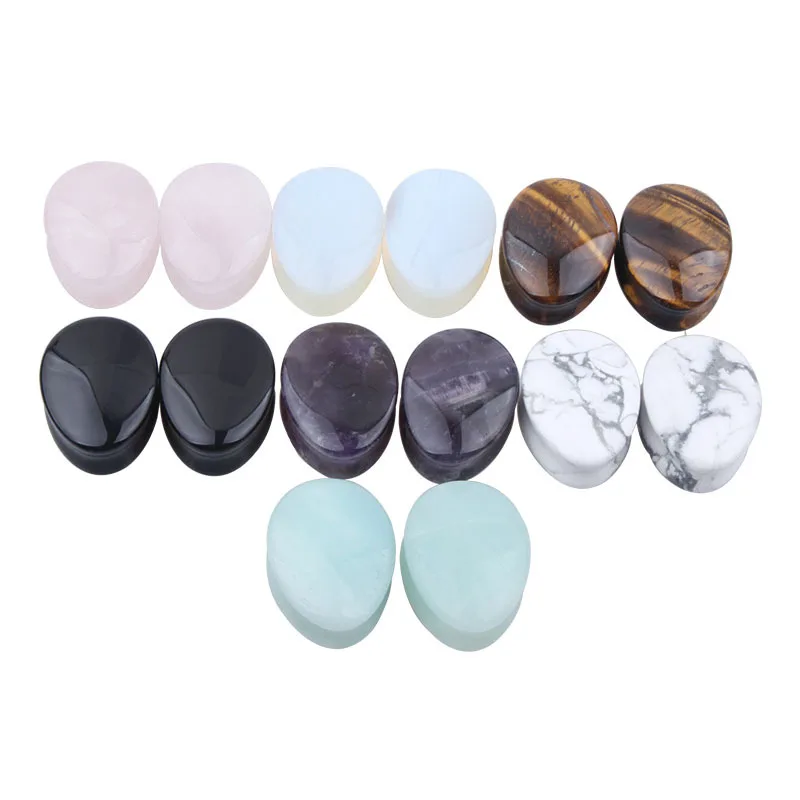 

1 pieces Fashion Stone Teardrop Ear Plugs Tunnel Earring Gauges Ear Expanders Stretcher Plug Ear Body Piercings Ring