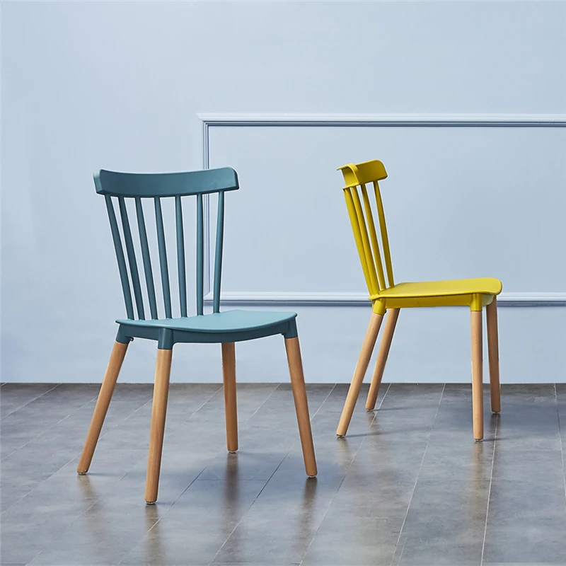 
China Supplier Home Furniture Factory Wholesale Dining Room Chair, Cheap Price Plastic Stacking Dining Chair With Beech Wood Leg 