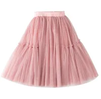 

Fashion Girl Tutu Skirt Children Girl Solid Tulle Skirt Sweet Girl Cotton Pink Gray Black Skirt 4-9T for spring Autumn