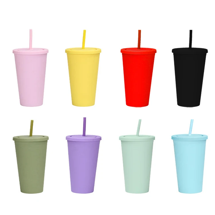 

wholesale water cup plastic with spout straw, plastic cups with logo custom logo printed, Customized color