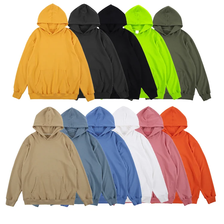 

360g Heavyweight Cotton Hoodie No Drawstring Solid Color Thick Men's Blank Pullover Hoodies Unisex, Picture shows