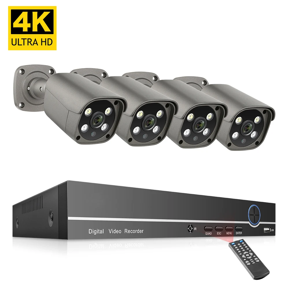 

4K Security Camera System Poe IP Camera 4K Ultra HD 8Mp Audio Record Surveillance Ai System