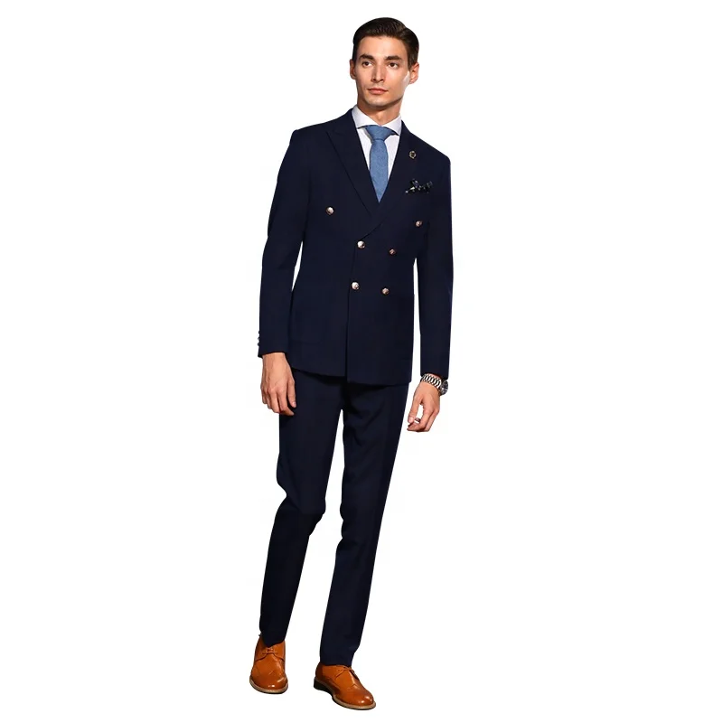 

traje para hombre Wholesale Cheap Double Breasted Formal Business Slim Fit Casual Jacket 2piece Grooms Men Suits Set