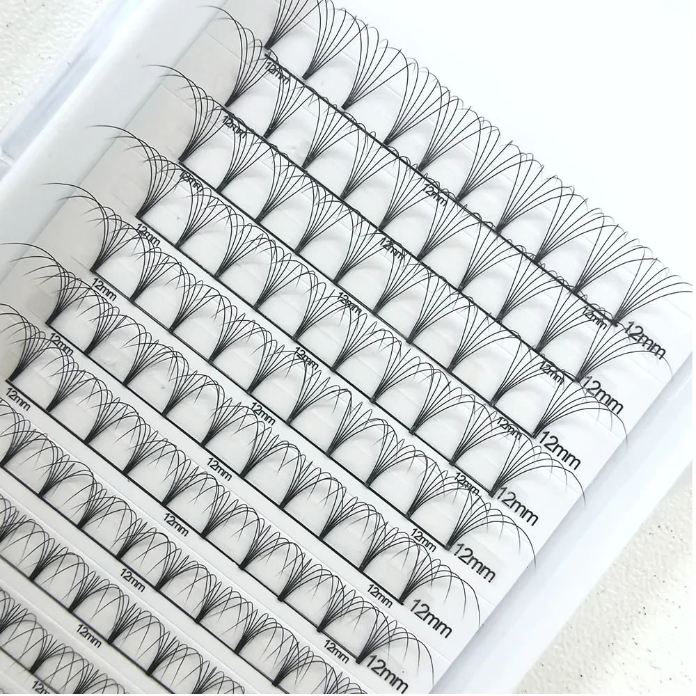 

dark black premade extensions eyelash vendor customized boxes wholesale vendor 8-18mm pointy base premade fans, Super black