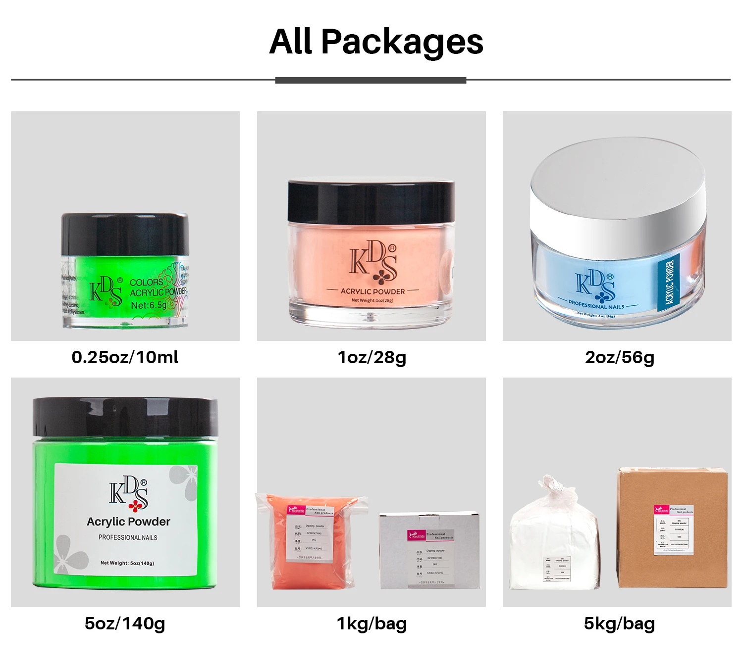 KDS charm bulk powder acrylic 1kg polymer for nails salon
