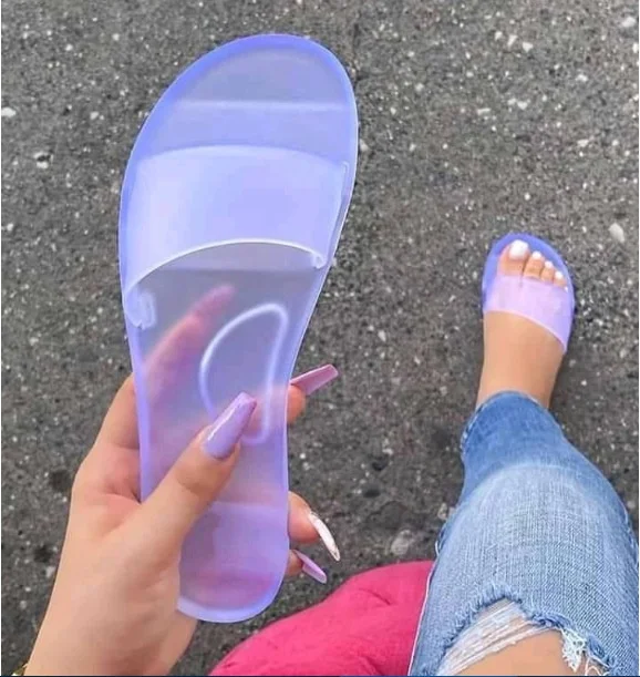 

OEM large Size Jelly Sandals Custom PVC Flip Flops Candy Color Women's Slippers