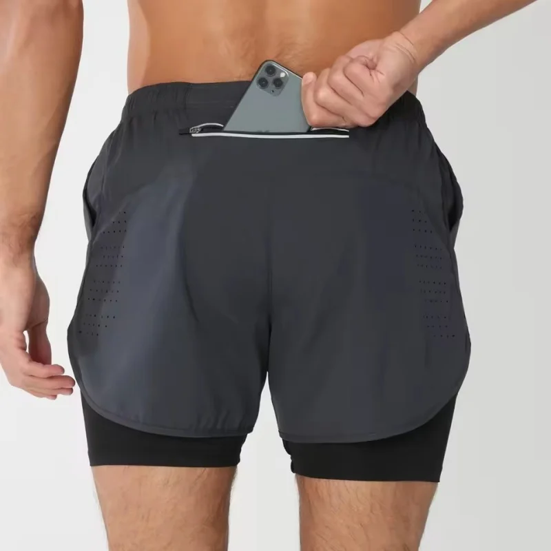 Oem Custom Logo Summer Plus Size 2 in 1 Spandex Workout Gym Casual Fitness Squat Men Athletic Shorts
