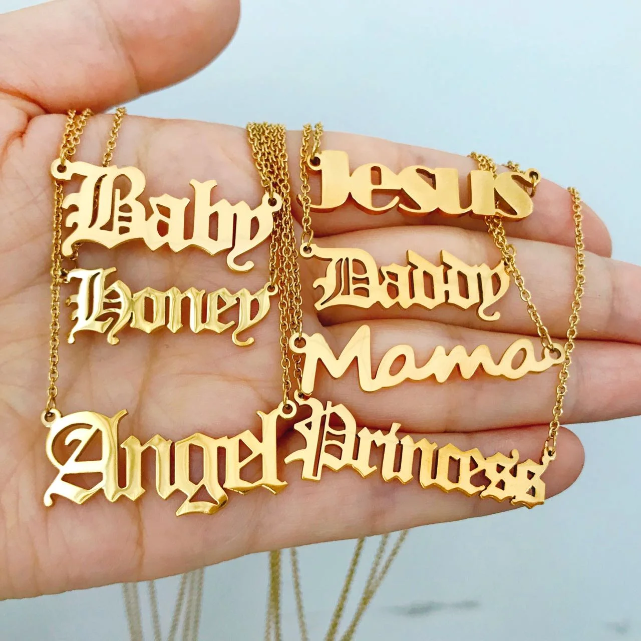 

Custom 18k 24k Name Personalized Princess Angel Babygirl Brat Chain Necklace for women, Picture