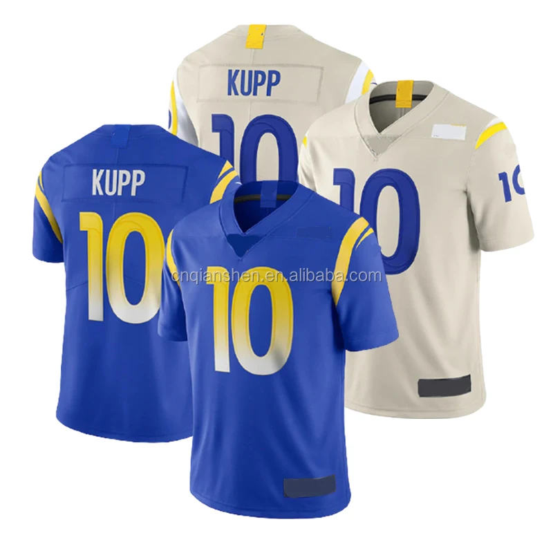 

Cooper Kupp 10 American Football Club Uniform Jersey Best Quality 3D Embroidery Mens Sports T Shirt Wear 1 Piece Dropship