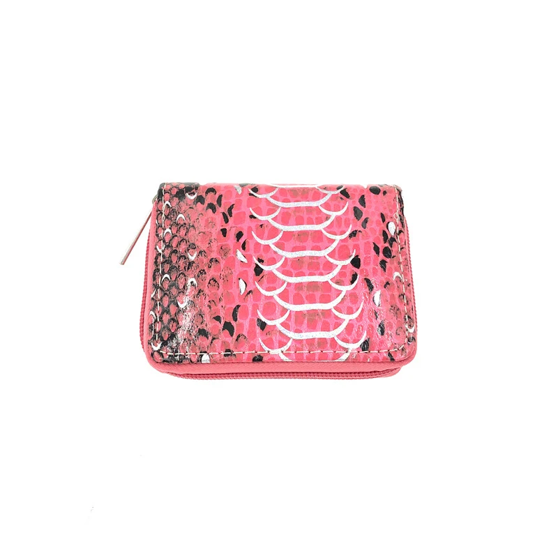

2021 New Arrivals Wholesale Color Candy Pu Leather Wallet Card Holder Pink Serpentine Purse For Women