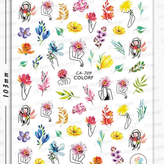 

CA701-716 Nail Art Decals 3D Flower Manicure Applique Letter Nail Stickers for Nail Decoration, As picture