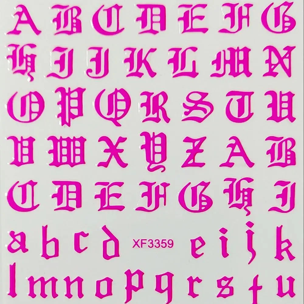 

High quality colorful gold black 3D custom Arabic numbers decals english letter nail stickers for diy nail art decoration, 12 colors