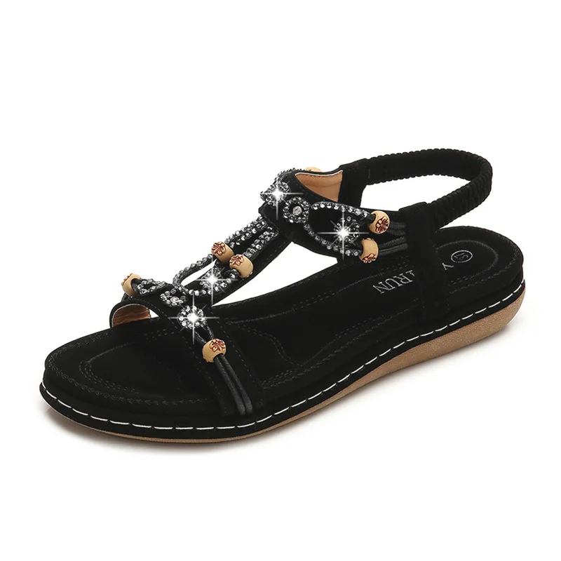 

S958 Bohemian style casual new large size cross-border round toe flat beach women sandals